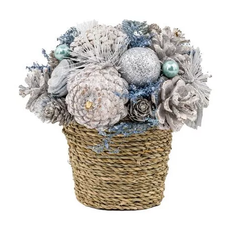 MagicHome karácsonyi ikebana, natúr, krémszínű, 19 x 19 cm