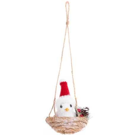 MagicHome karácsonyi dekoráció, Fészkelő madár, 11,5 x 10 x 11 cm