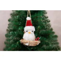   MagicHome karácsonyi dekoráció, Fészkelő madár, 11,5 x 10 x 11 cm