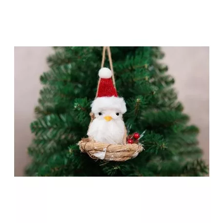 MagicHome karácsonyi dekoráció, Fészkelő madár, 11,5 x 10 x 11 cm