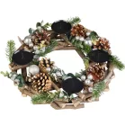 MagicHome adventi koszorú, fa, ezüst, 30 x 30 x 7 cm