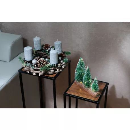 MagicHome adventi koszorú, fa, ezüst, 30 x 30 x 7 cm