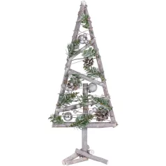 Karácsonyfa MagicHome, ezüst gömbökkel, 20 x 3 x 47 cm