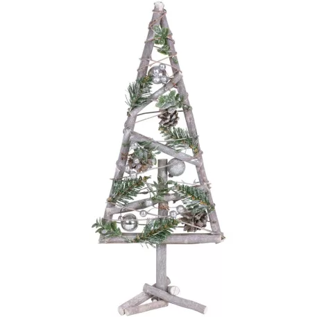 Karácsonyfa MagicHome, ezüst gömbökkel, 20 x 3 x 47 cm
