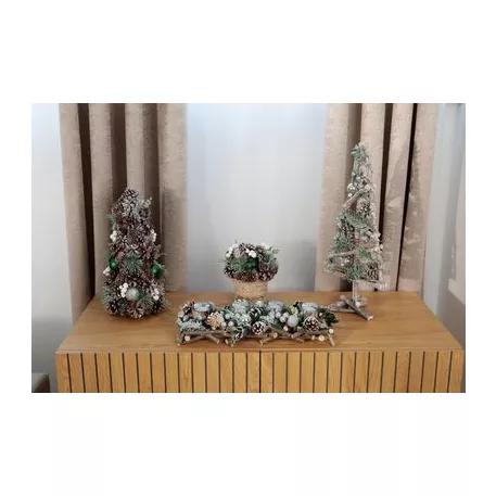 Karácsonyfa MagicHome, ezüst gömbökkel, 20 x 3 x 47 cm