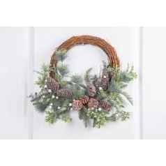   MagicHome karácsonyi koszorú, fonott, természemes ágakkal