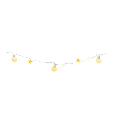 MagicHome égősor, 20 LED , gömbökkel és csillagokkal, arany