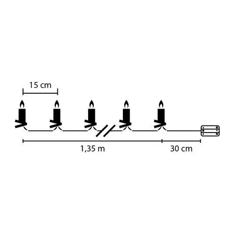 MagicHome karácsonyi gyertya, csíptetővel,10 LED, 1,5 x 9 cm