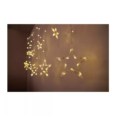 MagicHome karácsonyi függönylánc, 138x LED meleg fehér, csillagokkal, 230V, 8 funkciós, világítás, L-220x60/90 cm