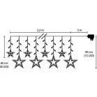 MagicHome karácsonyi függönylánc, 138x LED meleg fehér, csillagokkal, 230V, 8 funkciós, világítás, L-220x60/90 cm