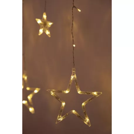 MagicHome karácsonyi függönylánc, 138x LED meleg fehér, csillagokkal, 230V, 8 funkciós, világítás, L-220x60/90 cm