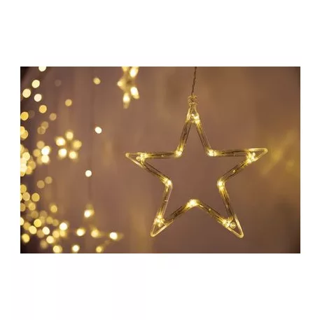 MagicHome karácsonyi függönylánc, 138x LED meleg fehér, csillagokkal, 230V, 8 funkciós, világítás, L-220x60/90 cm