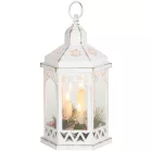 MagicHome karácsonyi Marokkó lámpa, LED meleg fehér, gyertyák, fehér, 3xAAA, műanyag, időzítő, 18x15x32 cm