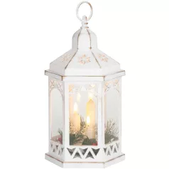   MagicHome karácsonyi Marokkó lámpa, LED meleg fehér, gyertyák, fehér, 3xAAA, műanyag, időzítő, 18x15x32 cm