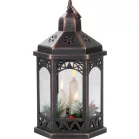 MagicHome karácsonyi Marokkó lámpa, LED meleg fehér, gyertyák, fekete, 3xAAA, műanyag, időzítő, 18x15x32 cm