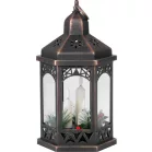 MagicHome karácsonyi Marokkó lámpa, LED meleg fehér, gyertyák, fekete, 3xAAA, műanyag, időzítő, 18x15x32 cm