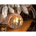 MagicHome karácsonyi dekoráció, Szarvas gömbben, LED, felfüggeszthető, MDF, 8,5 x 2 x 8,5 cm