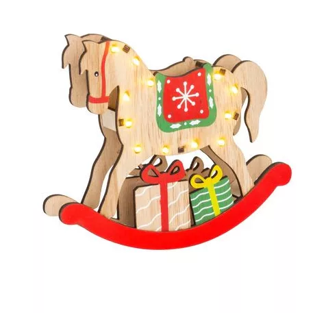 MagicHome karácsonyi dekoráció, Fa lovacska, 12 LED, 25 x 4 x 21 cm