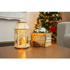 MagicHome karácsonyi lámpa, Fa, 9 LED, 16,5 x 14 x 30 cm