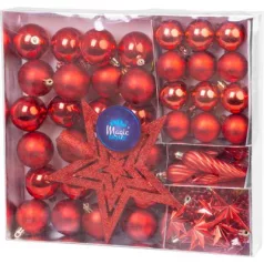 MagicHome karácsonyi gömbök, 50 db, 4-5 cm, piros