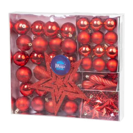 MagicHome karácsonyi gömbök, 50 db, 4-5 cm, piros