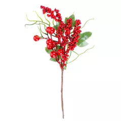 MagicHome karácsonyi ág, bogyókkal, piros, 32 cm