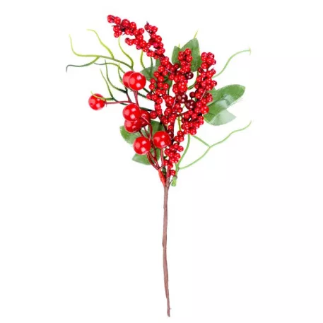 MagicHome karácsonyi ág, bogyókkal, piros, 32 cm