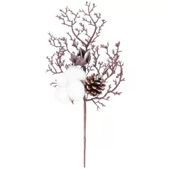 MagicHome karácsonyi ág, tobozzal, piros, 30 cm