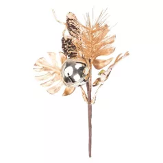 MagicHome karácsonyi ág, száncsengővel, arany, 17 cm