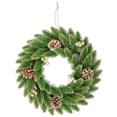 MagicHome karácsonyi koszorú, natúr, aranyozott, 33 cm