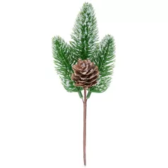 MagicHome karácsonyi ág, natúr, havas, 18 cm