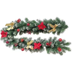 MagicHome karácsonyi füzér, díszített, piros, 180 cm