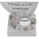 Dekoráció MagicHome, Szív angyalkákkal, polirezin, sírra, 15,5x12x17,5 cm