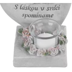   Dekoráció MagicHome, Szív angyalkákkal, polirezin, sírra, 15,5x12x17,5 cm