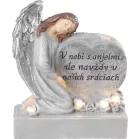 MagicHome dekoráció, Angyal szívvel, polirezin, napelem, sírra, 17,5x9,5x20 cm