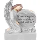 MagicHome dekoráció, Angyal szívvel, polirezin, napelem, sírra, 17,5x9,5x20 cm