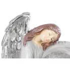 MagicHome dekoráció, Angyal szívvel, polirezin, napelem, sírra, 17,5x9,5x20 cm