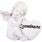 Dekoráció MagicHome, Angyal szívvel, polirezin, sírhoz, 8,5x7,5x11,8 cm