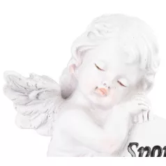   Dekoráció MagicHome, Angyal szívvel, polirezin, sírhoz, 8,5x7,5x11,8 cm