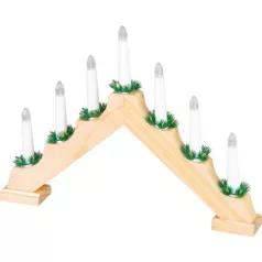   Gyertyatartó MagicHome Karácsony, 7x LED meleg fehér, fa utánzat, 2xAA, beltéri, 39x4,5x29 cm