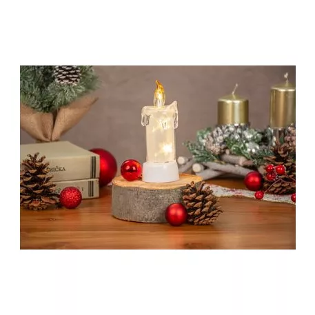 Gyertya MagicHome Karácsony, 3x LED, meleg fehér, beltéri, 5x13,5 cm