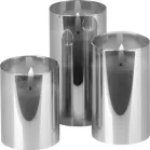 Gyertya MagicHome Karácsony, szett 3 db, meleg fehér, üvegben, 3xAAA