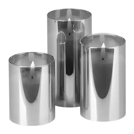 Gyertya MagicHome Karácsony, szett 3 db, meleg fehér, üvegben, 3xAAA