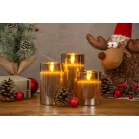 Gyertya MagicHome Karácsony, szett 3 db, meleg fehér, üvegben, 3xAAA