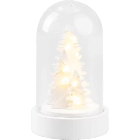 Dekoráció MagicHome Karácsony, fehér fa kupolában, LED, meleg fehér, beltéri, 5,5x9 cm