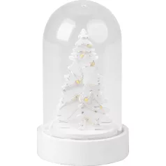   Dekoráció MagicHome Karácsony, fehér fa kupolában, LED, meleg fehér, beltéri, 5,5x9 cm