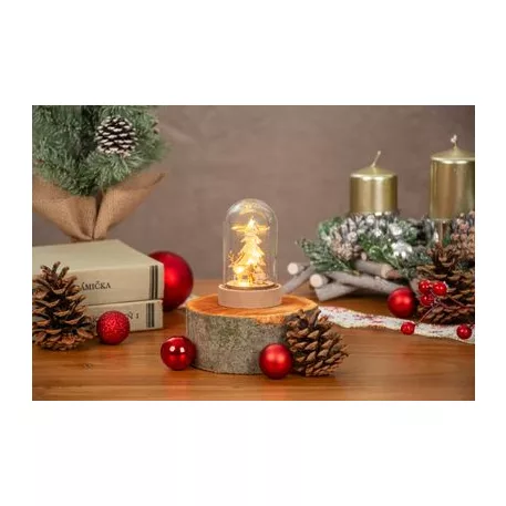 Dekoráció MagicHome Karácsony, fa kupolában, LED, meleg fehér, beltéri, 5,5x9 cm