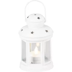   MagicHome karácsonyi lámpás, fehér, LED gyertyával, meleg fehér színben, 10x15/20 cm, mozgó lánggal