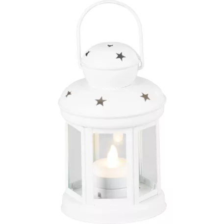 MagicHome karácsonyi lámpás, fehér, LED gyertyával, meleg fehér színben, 10x15/20 cm, mozgó lánggal