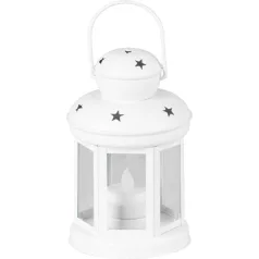   MagicHome karácsonyi lámpás, fehér, LED gyertyával, meleg fehér színben, 10x15/20 cm, mozgó lánggal